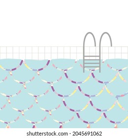 Piscina con escalera. Elementos de brillo. Ilustración vectorial.