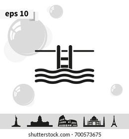 Swimming pool ladder icon.