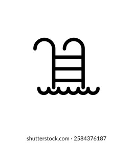 Swimming pool ladder icon in black and white Vector