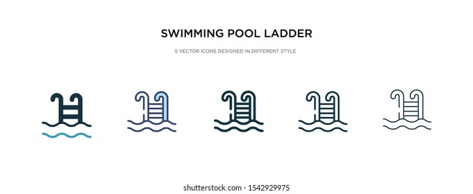 swimming pool ladder icon in different style vector illustration. two colored and black swimming pool ladder vector icons designed in filled, outline, line and stroke style can be used for web,