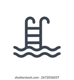 Icono De Escalera De Piscina Aislado Sobre Fondo Blanco 

