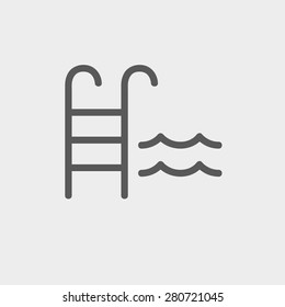 Swimming pool ladder icon thin line for web and mobile, modern minimalistic flat design. Vector dark grey icon on light grey background.