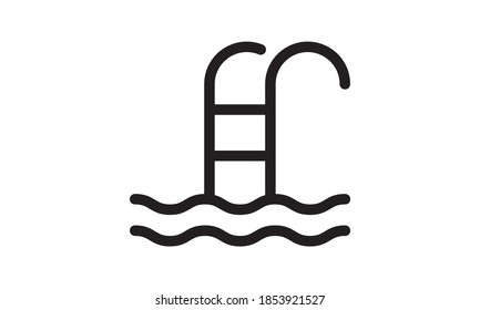 Piscina con imagen vectorial de icono de escalera