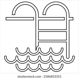 Swimming Pool Ladder Icon Vector Art Illustration