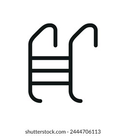 Swimming pool ladder isolated icon, stainless steel swimming pool stairs vector symbol with editable stroke