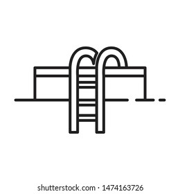 Swimming pool ladder line icon logo design