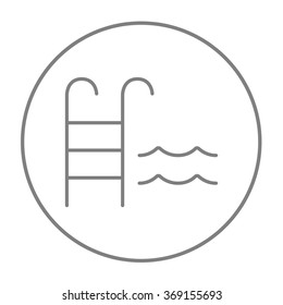 Swimming pool with ladder line icon.