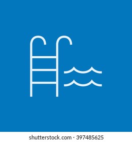 Swimming pool with ladder line icon.