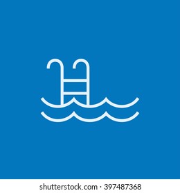 Swimming pool with ladder line icon.