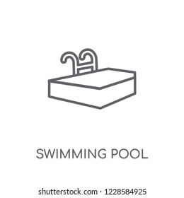 swimming pool ladder linear icon. Modern outline swimming pool ladder logo concept on white background from Summer collection. Suitable for use on web apps, mobile apps and print media.