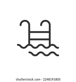 Swimming pool ladder outline vector icon isolated on white background. Stock illustration