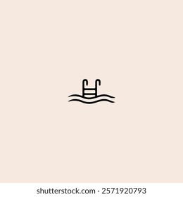 Swimming pool ladder sign icon flat vector design.