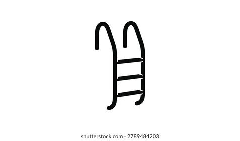 swimming pool ladder silhouette on white background