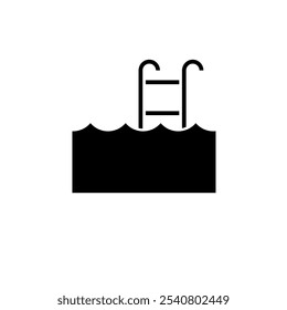 Swimming Pool Ladder Solid Flat Vector Icon Isolated on White Background.