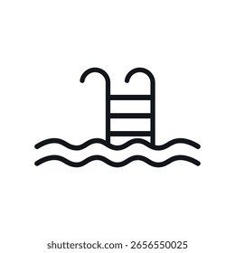 Swimming Pool Ladder Vector Flat Sign on White Background. Use Pool Stairs Icon for Pool Infographic.