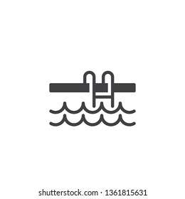 Swimming pool ladder vector icon. filled flat sign for mobile concept and web design. swimming pool water glyph icon. Symbol, logo illustration. Pixel perfect vector graphics