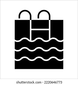 Swimming pool ladder vector icon, on a white background.