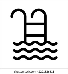 Swimming pool ladder vector icon, on a white background.