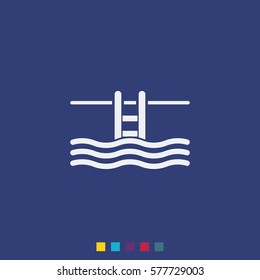 Swimming Pool Ladder Vector Icon.