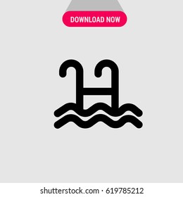 Swimming Pool Ladder Vector Icon. Simple, modern flat vector illustration for mobile app, website or desktop app 