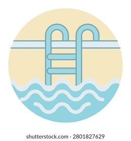 Swimming Pool Ladder and Waves Illustration