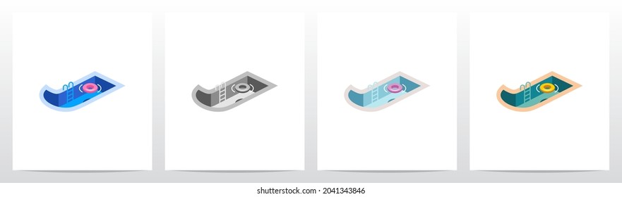 Swimming Pool Letter Logo Design J