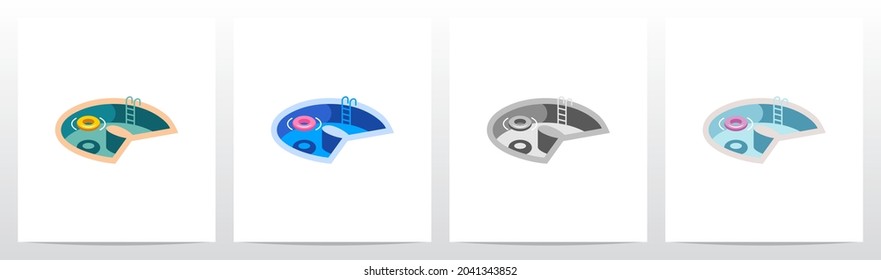 Diseño del logotipo de la carta de la piscina