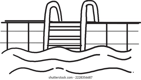 swimming pool line drawing icon