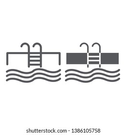 Swimming pool line and glyph icon, sport and swim, water sign, vector graphics, a linear pattern on a white background, eps 10.