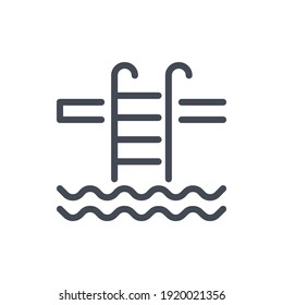 Swimming Pool Line Icon. Pool Activity Vector Outline Sign.