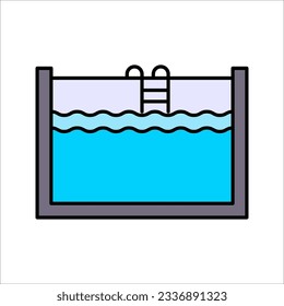 Swimming pool line icon. Pool activity vector outline sign. vector illustration on white background