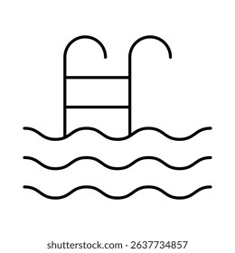 Swimming Pool Line Icon. Fitness, Health, Healthy Lifestyle, Wellbeing, Exercise, Health Care, Sport, Workout Editable Stroke Vector Illustration