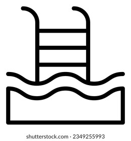 Swimming pool line icon. Pool ladder vector illustration isolated on white. Water and handrail outline style designed for and app.