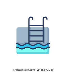 Swimming pool line icon. Ladder, water, waves isolated outline sign. Fitness, lifestyle, spa salon, resort concept. Vector illustration, symbol element for web design and apps