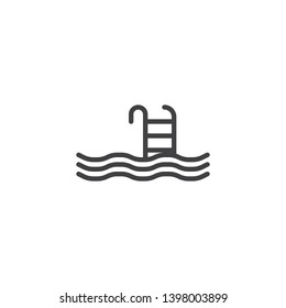 Swimming Pool line icon. linear style sign for mobile concept and web design. Pool ladder swim outline vector icon. Symbol, logo illustration. Pixel perfect vector graphics