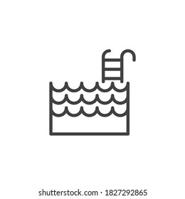 Swimming pool line icon. linear style sign for mobile concept and web design. Pool, ladder outline vector icon. Symbol, logo illustration. Vector graphics