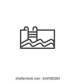 Swimming pool line icon. linear style sign for mobile concept and web design. Pool outline vector icon. Symbol, logo illustration. Vector graphics