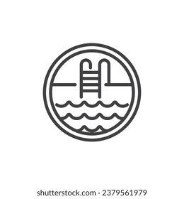 Icono de la línea de la piscina. signo de estilo lineal para concepto móvil y diseño web. Icono vectorial del contorno de la piscina. Símbolo, ilustración del logotipo. Gráficos vectoriales