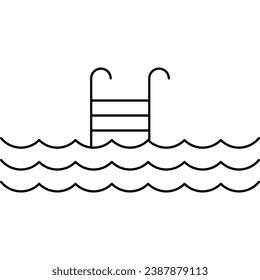 Swimming pool, line icon related to real estate, property, buying, renting, house, home. Outline icon