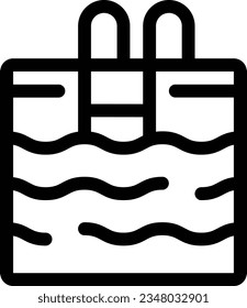Swimming Pool Line Icon - Single Icon, Vector