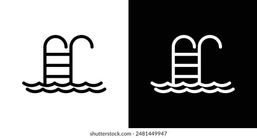 Swimming pool line icon vector illustration set.