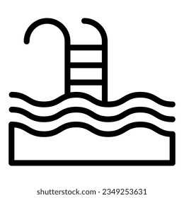 Icono de la línea de la piscina. Ilustración vectorial de deportes acuáticos aislada en blanco. Estilo de contorno de natación diseñado para y aplicación.