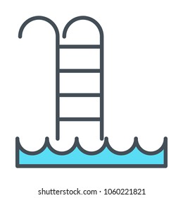 Swimming Pool Line Icon.  for Web Graphics and Apps.  Simple Minimal Pictogram. Vector