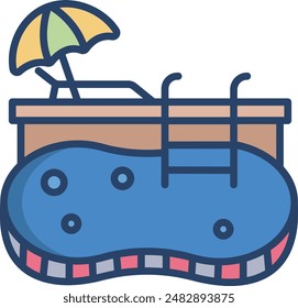 Swimming Pool linear color illustration