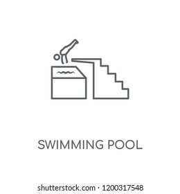 Swimming pool linear icon. Swimming pool concept stroke symbol design. Thin graphic elements vector illustration, outline pattern on a white background, eps 10.