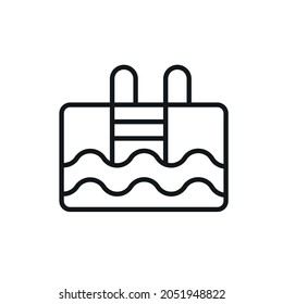 Swimming pool linear icon. Thin line customizable illustration. Vector isolated outline drawing. Editable stroke