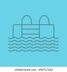 Swimming pool linear icon. Thin line outline symbols on color background. Vector illustration