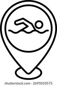 Icono de línea de Locación de piscina