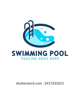 diseño del logotipo de la piscina con la letra C