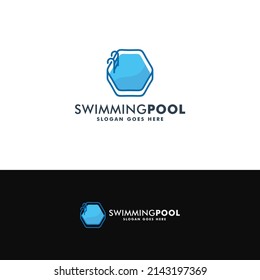 Ilustración vectorial del diseño del logotipo de la piscina